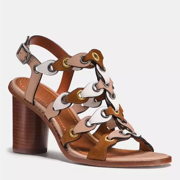 Coach 1941 Coachlink Sandals Saddle/Beechwood/Chalk Size 7 - Picture 1 of 7